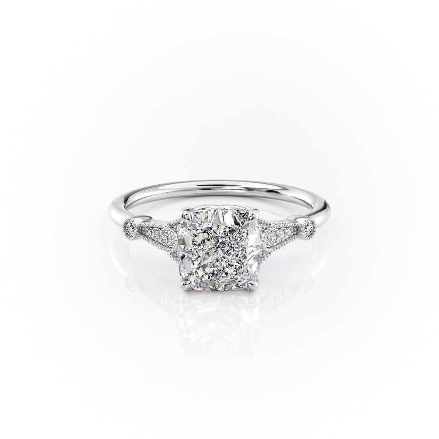 The Stephanie Set With A 1.5 Carat Cushion Lab Diamond