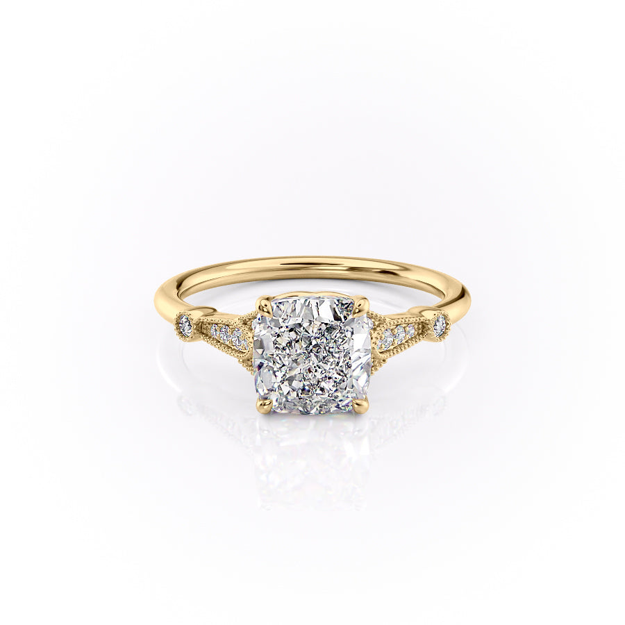 The Stephanie Set With A 2.5 Carat Cushion Lab Diamond