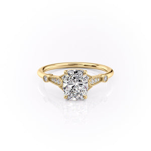 The Stephanie Set With A 1 Carat Elongated Cushion Lab Diamond
