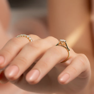 The Stephanie Set With A 3 Carat Elongated Cushion Lab Diamond