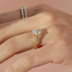 The Stephanie Set With A 3 Carat Elongated Cushion Lab Diamond