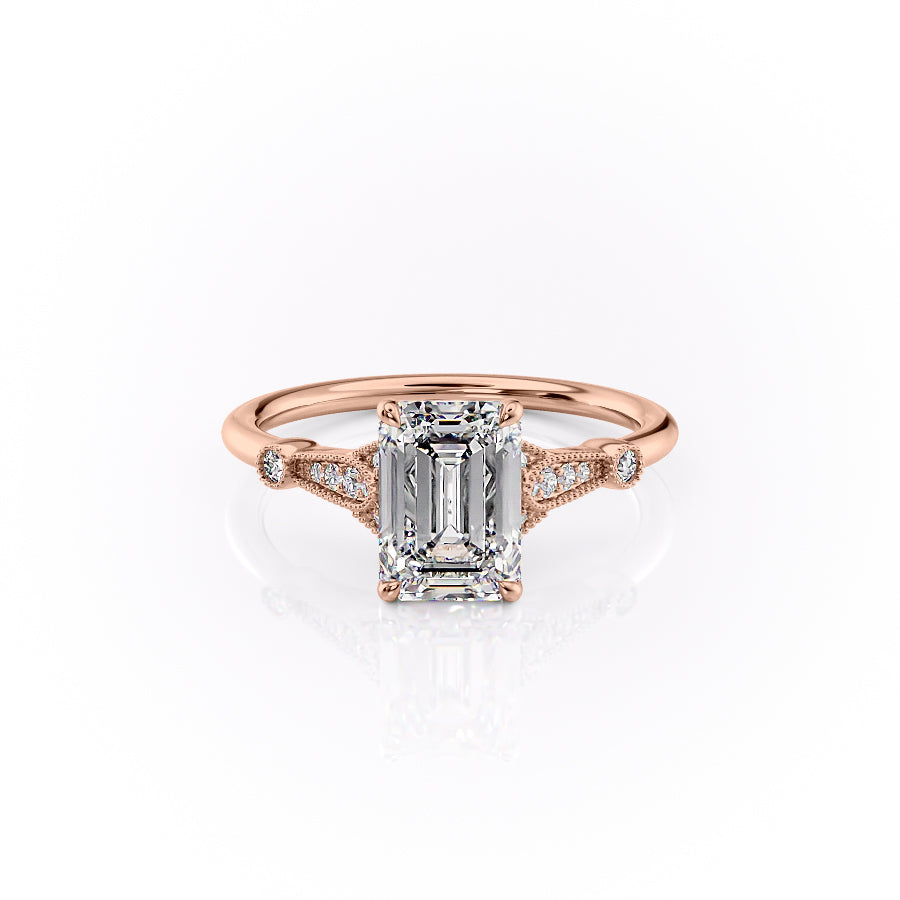 The Stephanie Set With A 1.5 Carat Emerald Lab Diamond