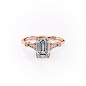 The Stephanie Set With A 1.5 Carat Emerald Lab Diamond