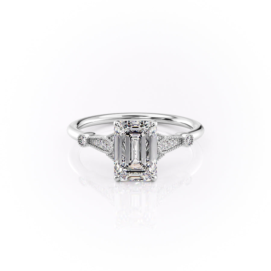 The Stephanie Set With A 1 Carat Emerald Lab Diamond