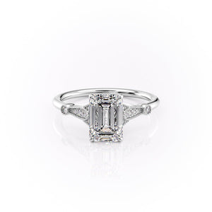 The Stephanie Set With A 3 Carat Emerald Lab Diamond