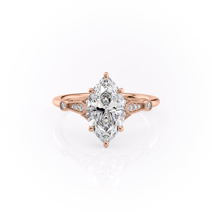 The Stephanie Set With A 3 Carat Marquise Lab Diamond