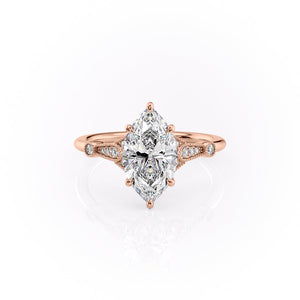 The Stephanie Set With A 2.5 Carat Marquise Lab Diamond