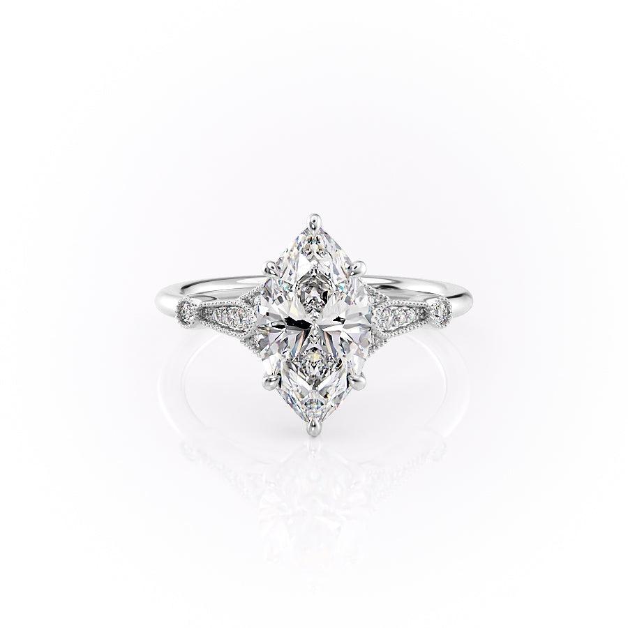 The Stephanie Set With A 3 Carat Marquise Lab Diamond