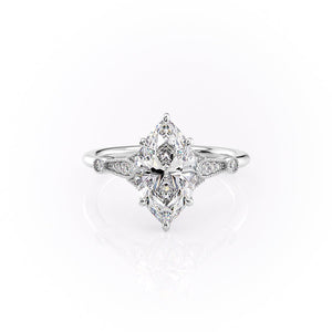 The Stephanie Set With A 1.5 Carat Marquise Lab Diamond