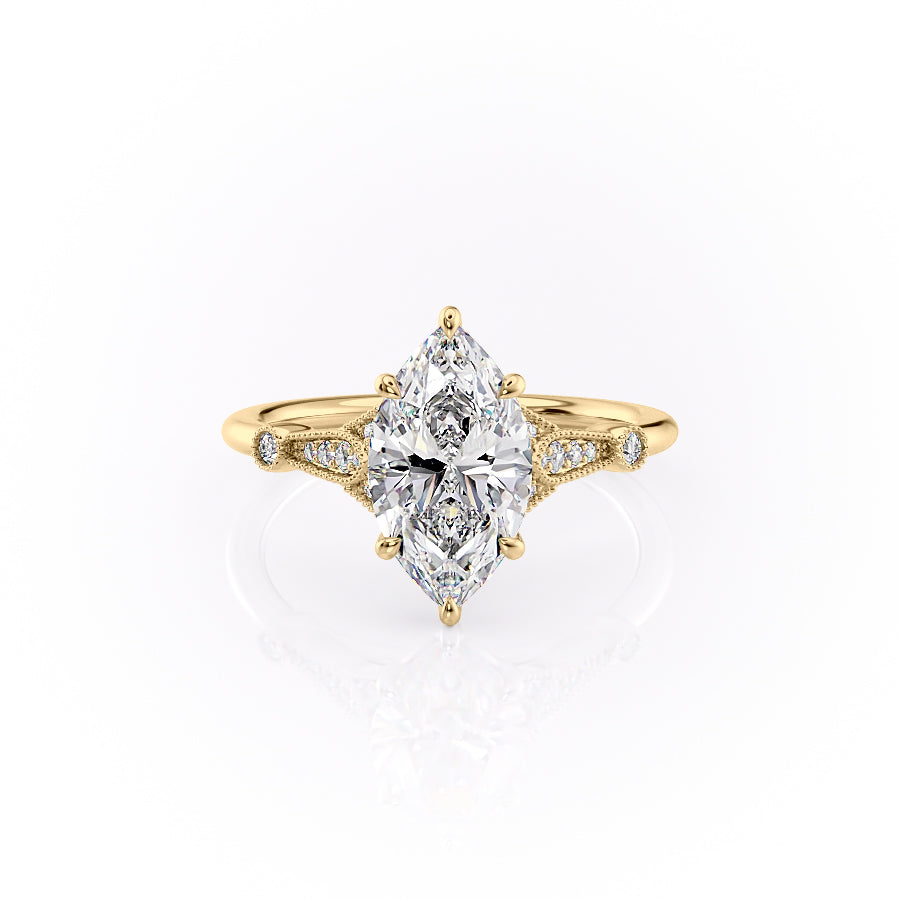 The Stephanie Set With A 2 Carat Marquise Lab Diamond