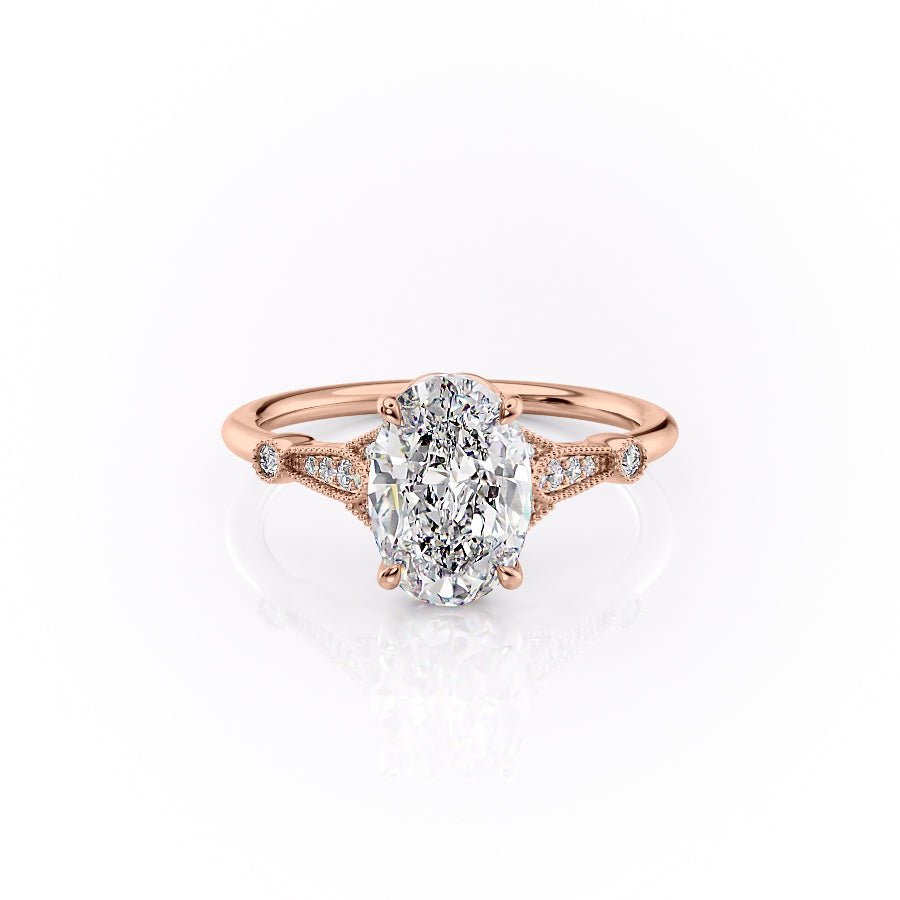 The Stephanie Set With A 2.5 Carat Oval Lab Diamond