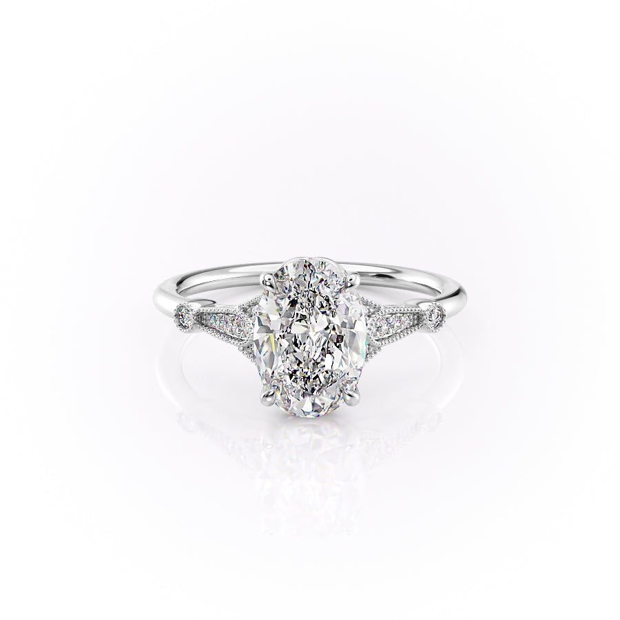 The Stephanie Set With A 2.5 Carat Oval Lab Diamond