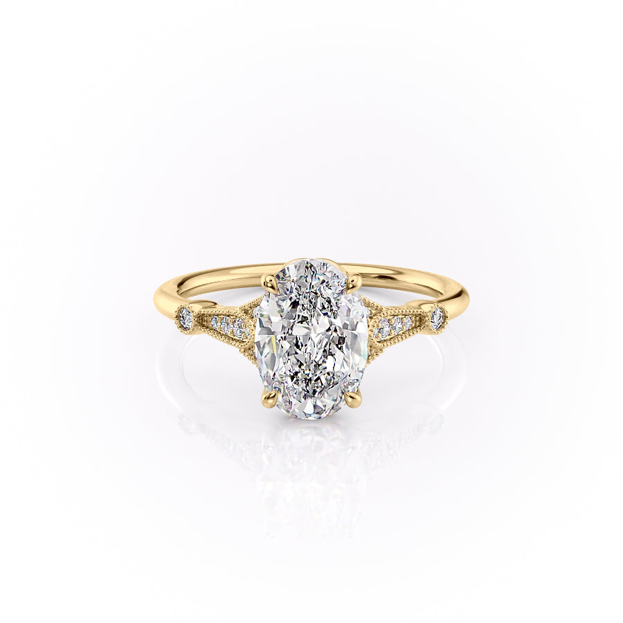 The Stephanie Set With A 2.5 Carat Oval Lab Diamond