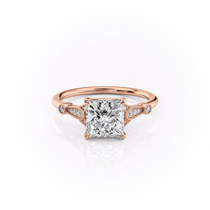 The Stephanie Set With A 3 Carat Princess Lab Diamond