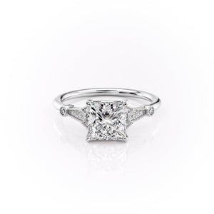 The Stephanie Set With A 2.5 Carat Princess Lab Diamond