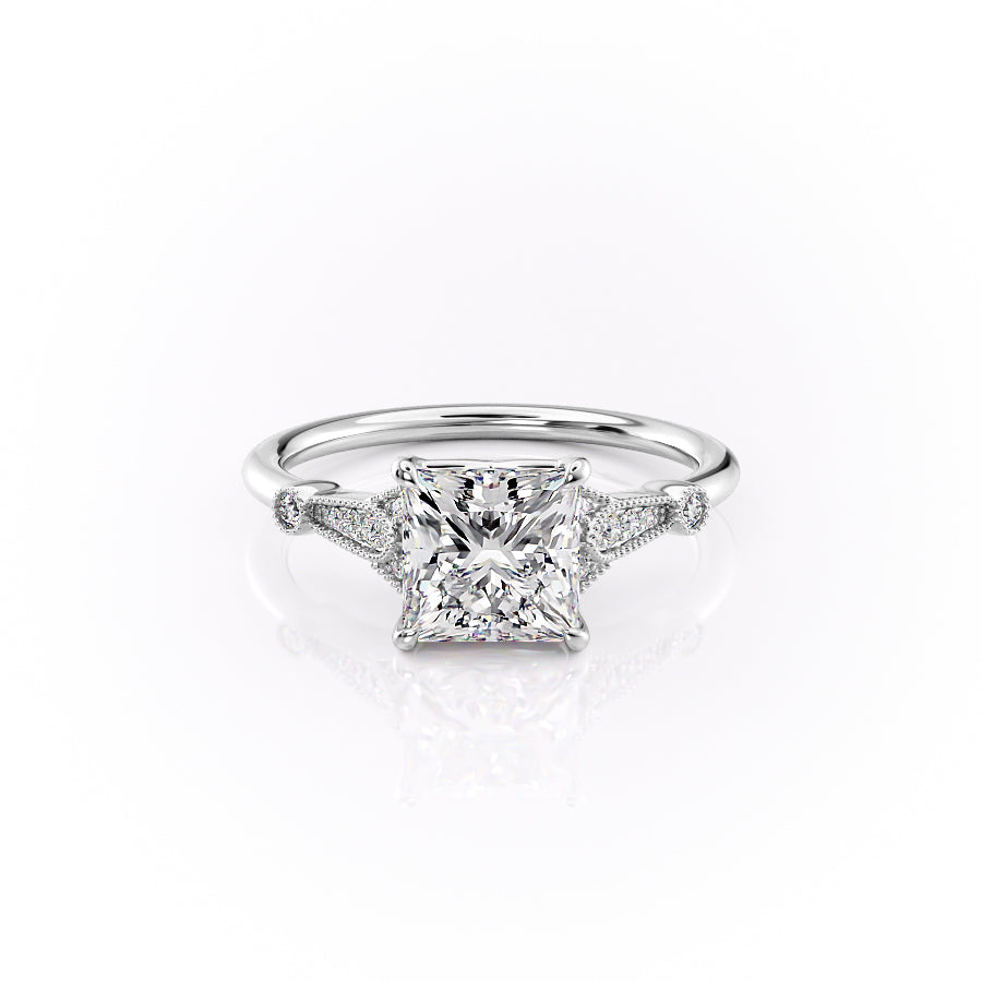 The Stephanie Set With A 3 Carat Princess Lab Diamond