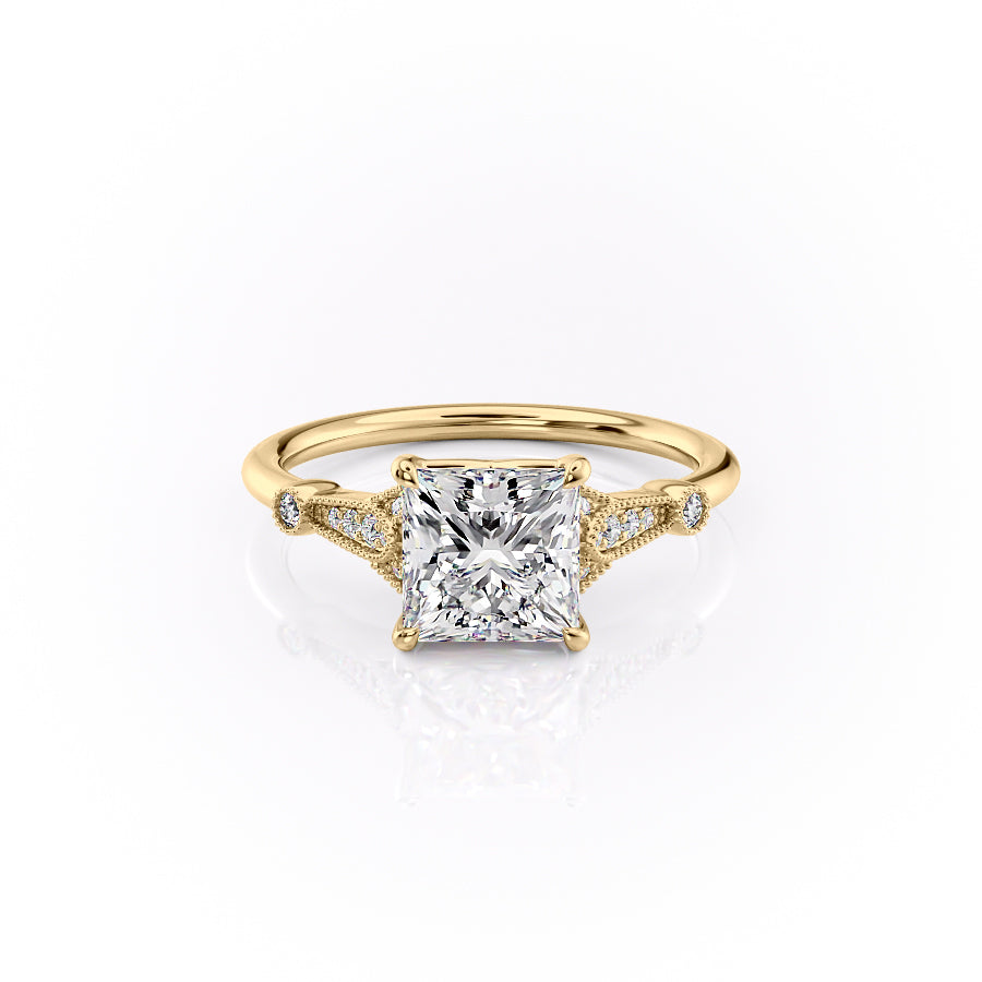 The Stephanie Set With A 2.5 Carat Princess Lab Diamond
