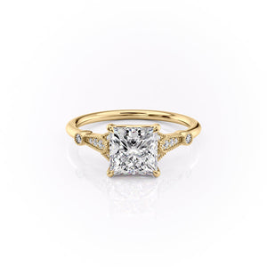 The Stephanie Set With A 1.5 Carat Princess Lab Diamond