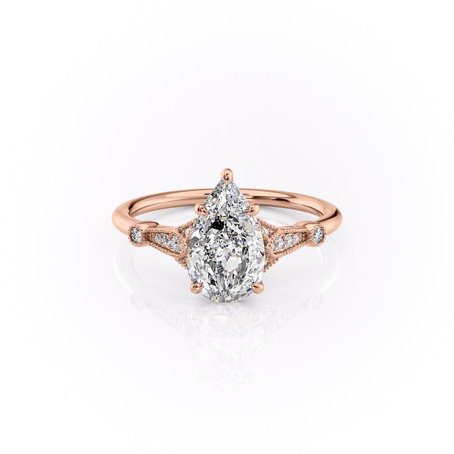 The Stephanie Set With A 2 Carat Pear Lab Diamond