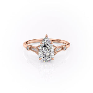 The Stephanie Set With A 2 Carat Pear Lab Diamond