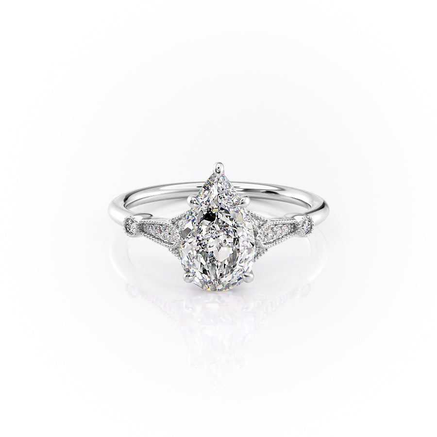 The Stephanie Set With A 2.5 Carat Pear Lab Diamond