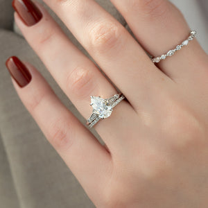 The Stephanie Set With A 2 Carat Pear Lab Diamond
