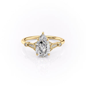The Stephanie Set With A 2.5 Carat Pear Lab Diamond