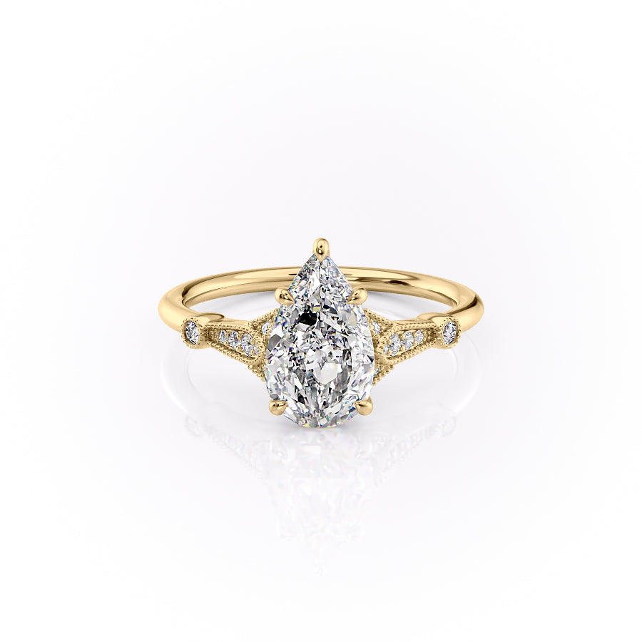 The Stephanie Set With A 1.5 Carat Pear Lab Diamond