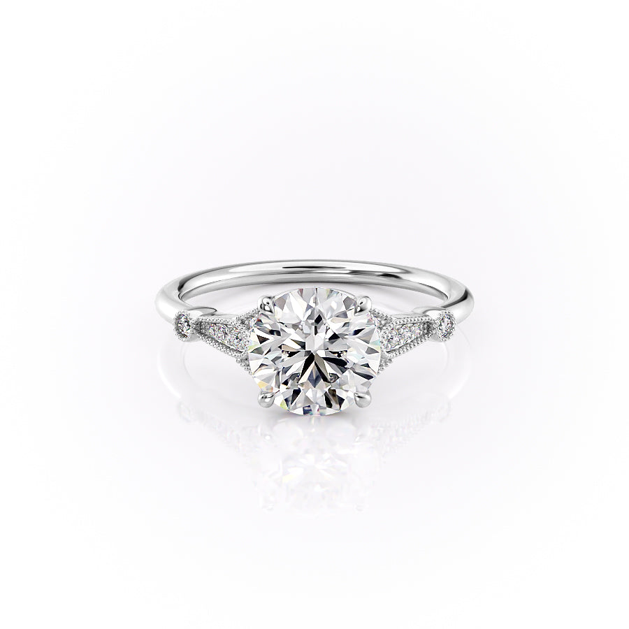 The Stephanie Set With A 2.5 Carat Round Lab Diamond