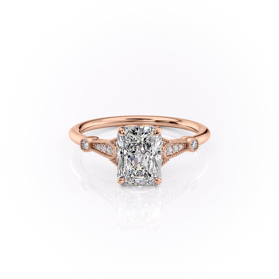 The Stephanie Set With A 3 Carat Radiant Lab Diamond