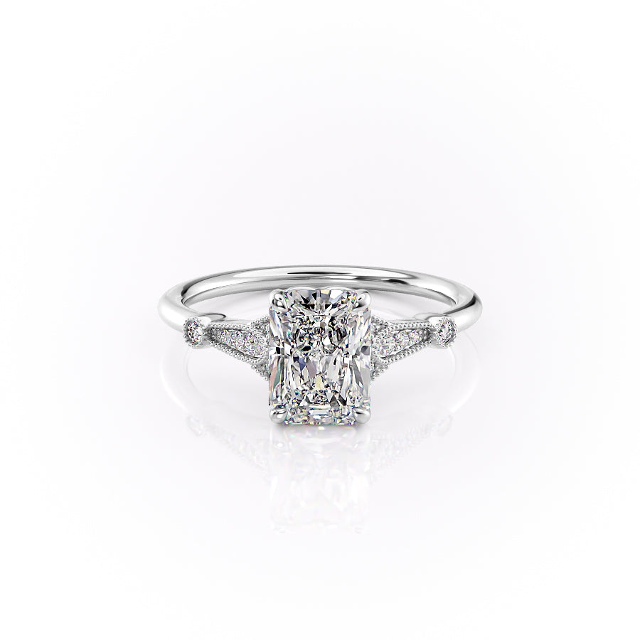 The Stephanie Set With A 3 Carat Radiant Lab Diamond
