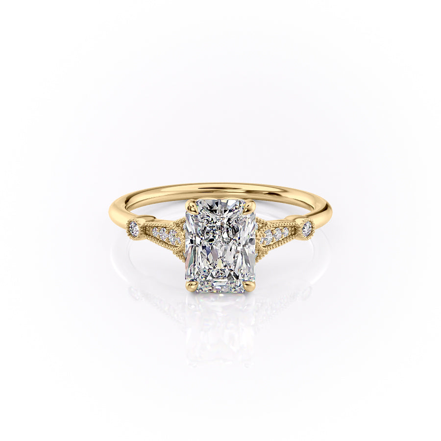 The Stephanie Set With A 1.5 Carat Radiant Lab Diamond