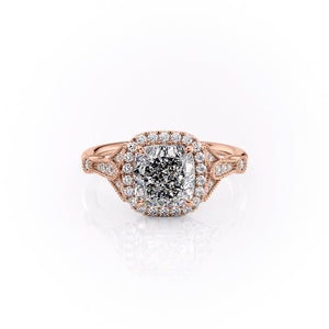 The Halo Stephanie Set With A 2 Carat Cushion Lab Diamond