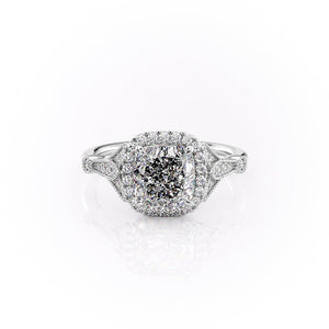 The Halo Stephanie Set With A 1.5 Carat Cushion Lab Diamond