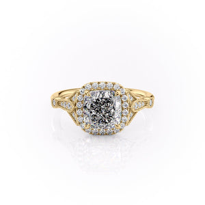 The Halo Stephanie Set With A 3 Carat Cushion Moissanite