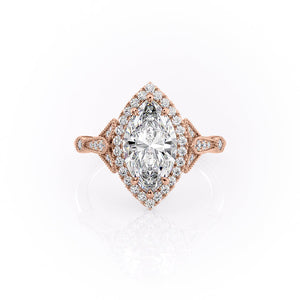 The Halo Stephanie Set With A 3 Carat Marquise Lab Diamond