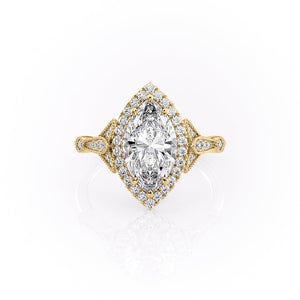 The Halo Stephanie Set With A 3.5 Carat Marquise Moissanite