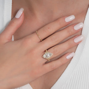 The Halo Stephanie Set With A 2.5 Carat Marquise Lab Diamond