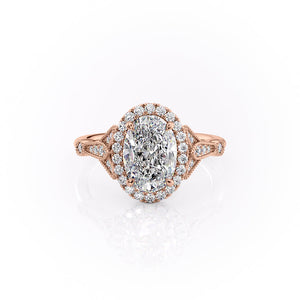 The Halo Stephanie Set With A 2.5 Carat Oval Lab Diamond