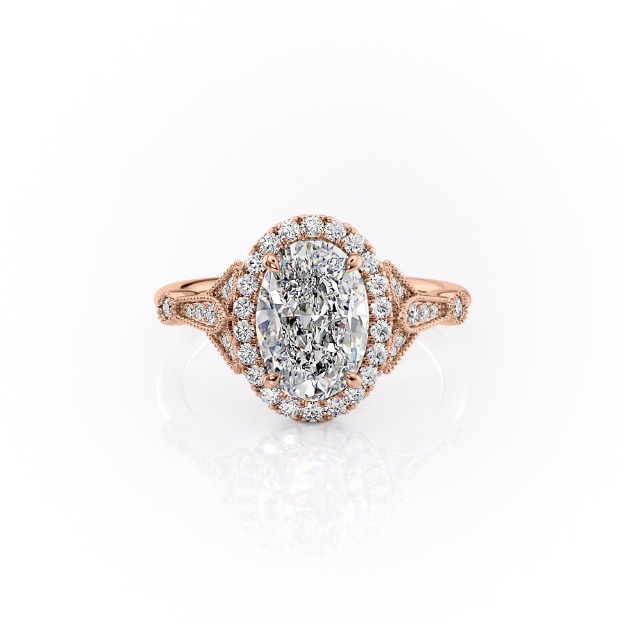 The Halo Stephanie Set With A 2 Carat Oval Moissanite