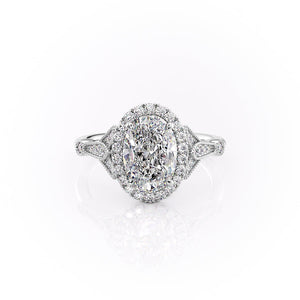 The Halo Stephanie Set With A 1 Carat Oval Moissanite