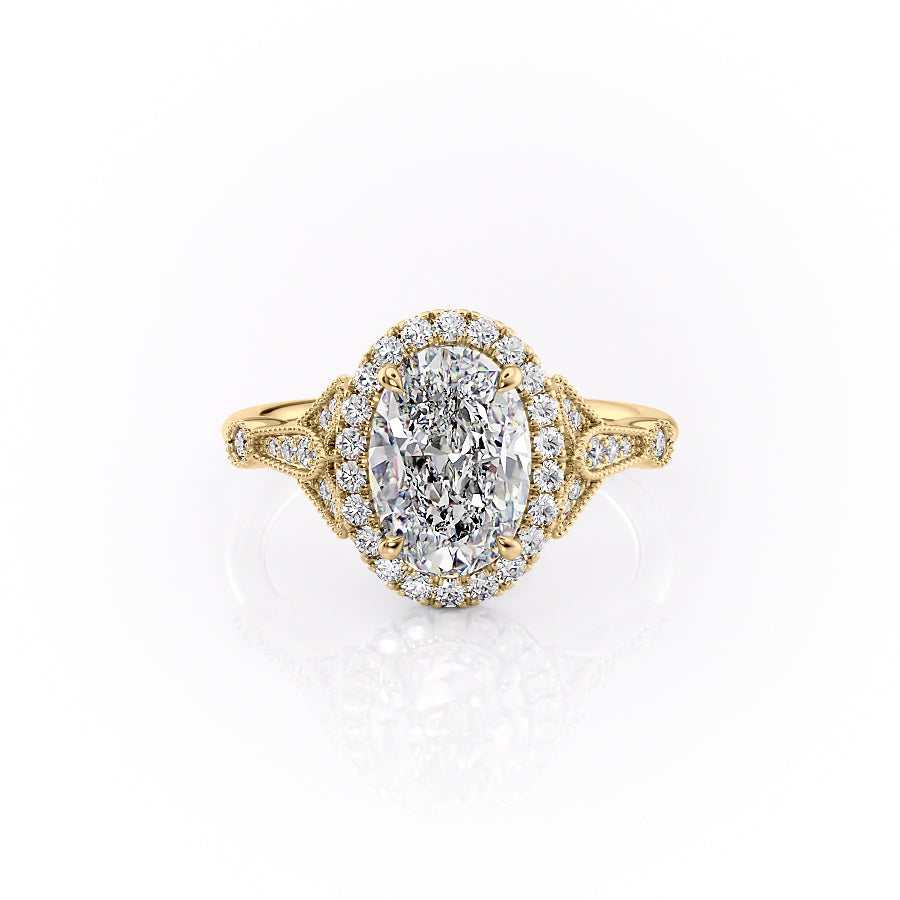 The Halo Stephanie Set With A 2 Carat Oval Moissanite