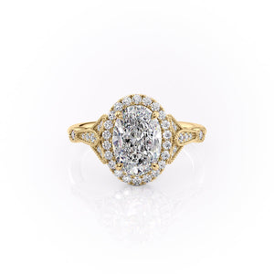 The Halo Stephanie Set With A 4.5 Carat Oval Moissanite