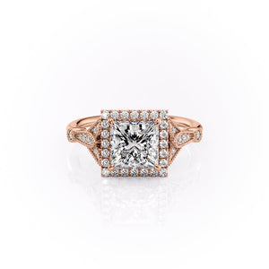 The Halo Stephanie Set With A 5 Carat Princess Moissanite