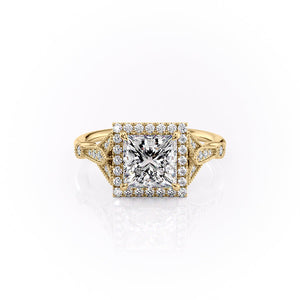 The Halo Stephanie Set With A 2 Carat Princess Lab Diamond