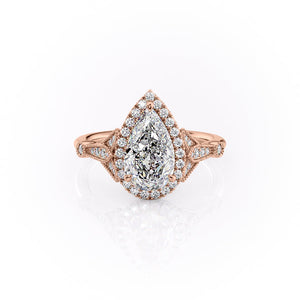 The Halo Stephanie Set With A 3 Carat Pear Lab Diamond