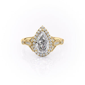 The Halo Stephanie Set With A 5 Carat Pear Moissanite