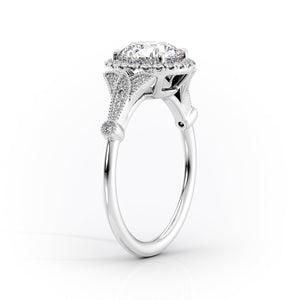 The Halo Stephanie Set With A 3.5 Carat Pear Moissanite