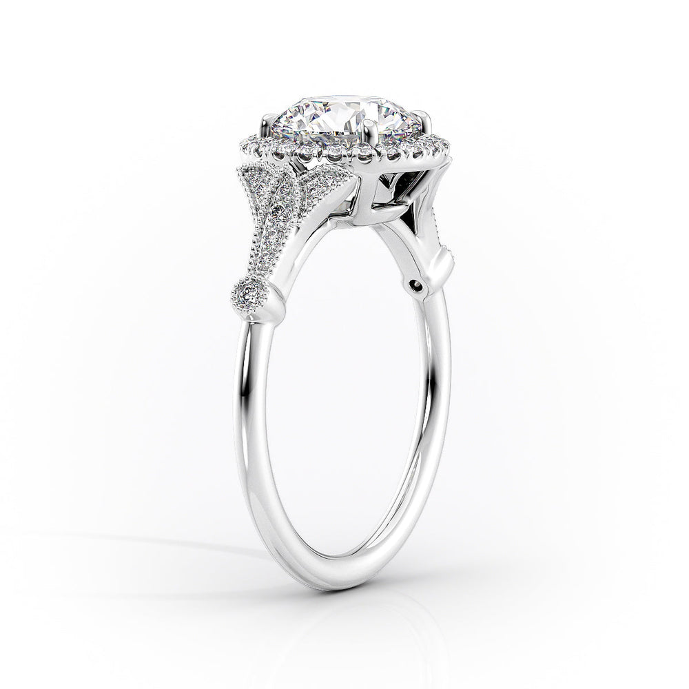 The Halo Stephanie Set With A 4.5 Carat Marquise Moissanite