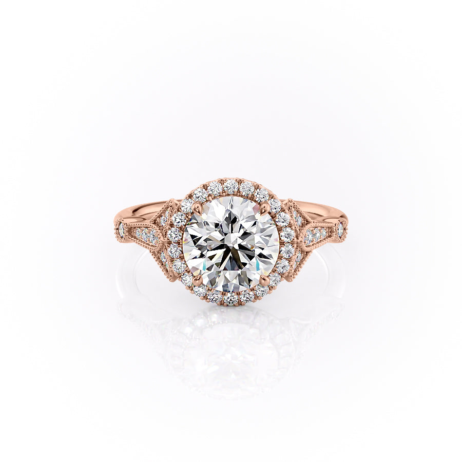 The Halo Stephanie Set With A 2 Carat Round Lab Diamond